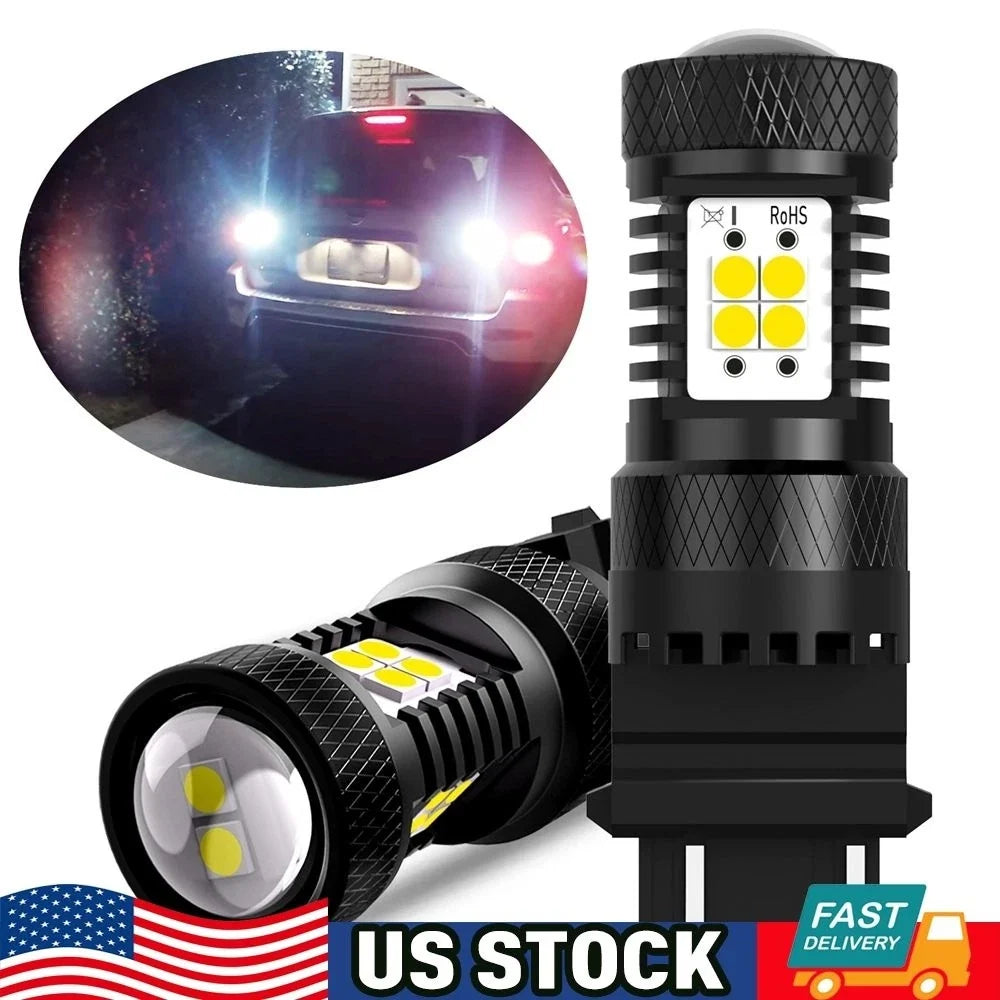 2X AUXITO 3157 3156 LED Reverse Backup Light Bulbs 3000LM 6000K White for