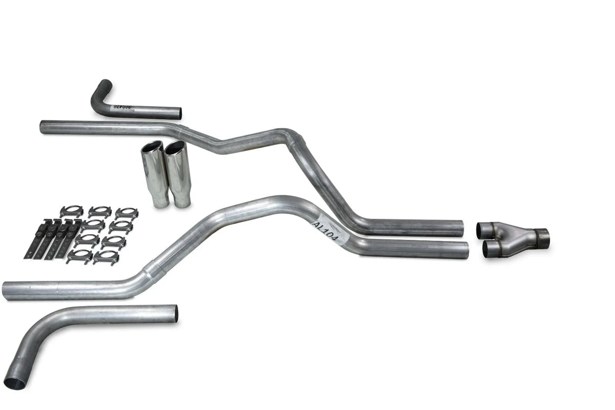 2.5" Dual Exhaust Kit for Ford F-150 (1987–1997) - Y Pipe, Clamp on Tips, Side Exit