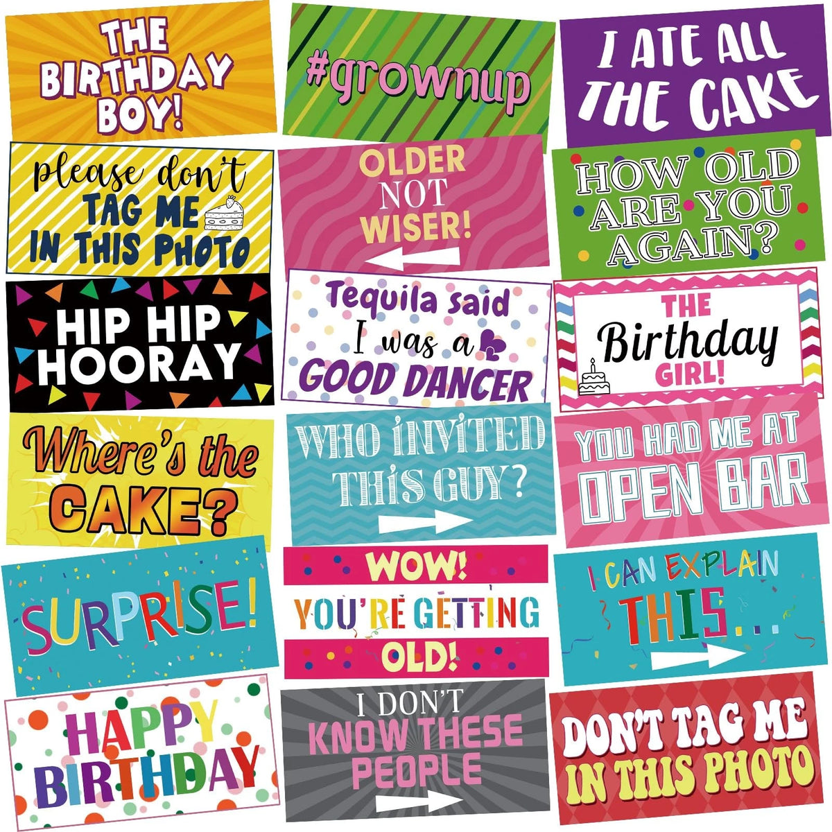 Funny Birthday Photo Booth Props for Any Celebration (24 Designs)