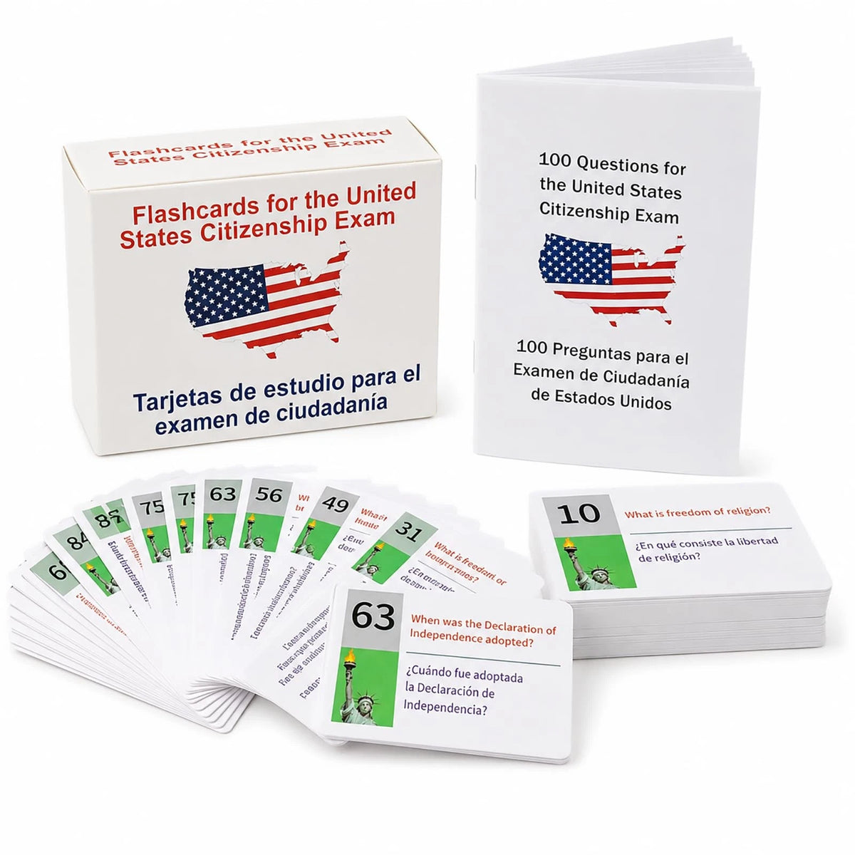 US Citizenship Flash Cards 2026 (3.5 x 2.5 inches, White)