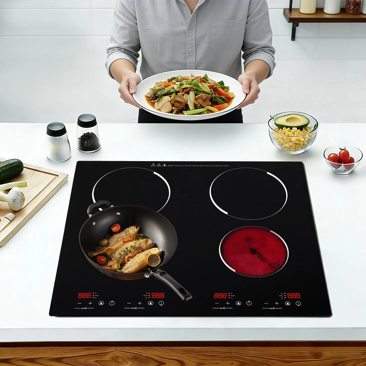 4 Burner Induction Cooktop 60x54cm with LED Screen (110V)