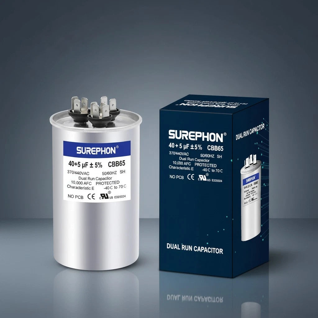 40+5 uF Dual Run Start Capacitor for AC Unit (370V/440VAC)