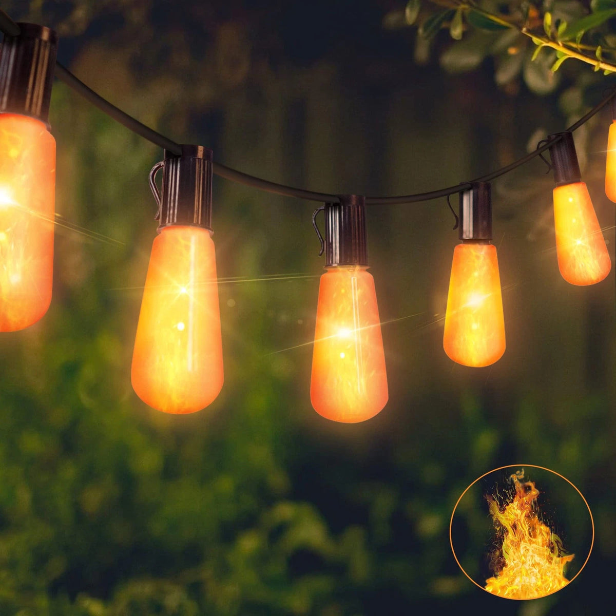 22Ft 20LED Flickering Flame String Lights for Outdoor Decor