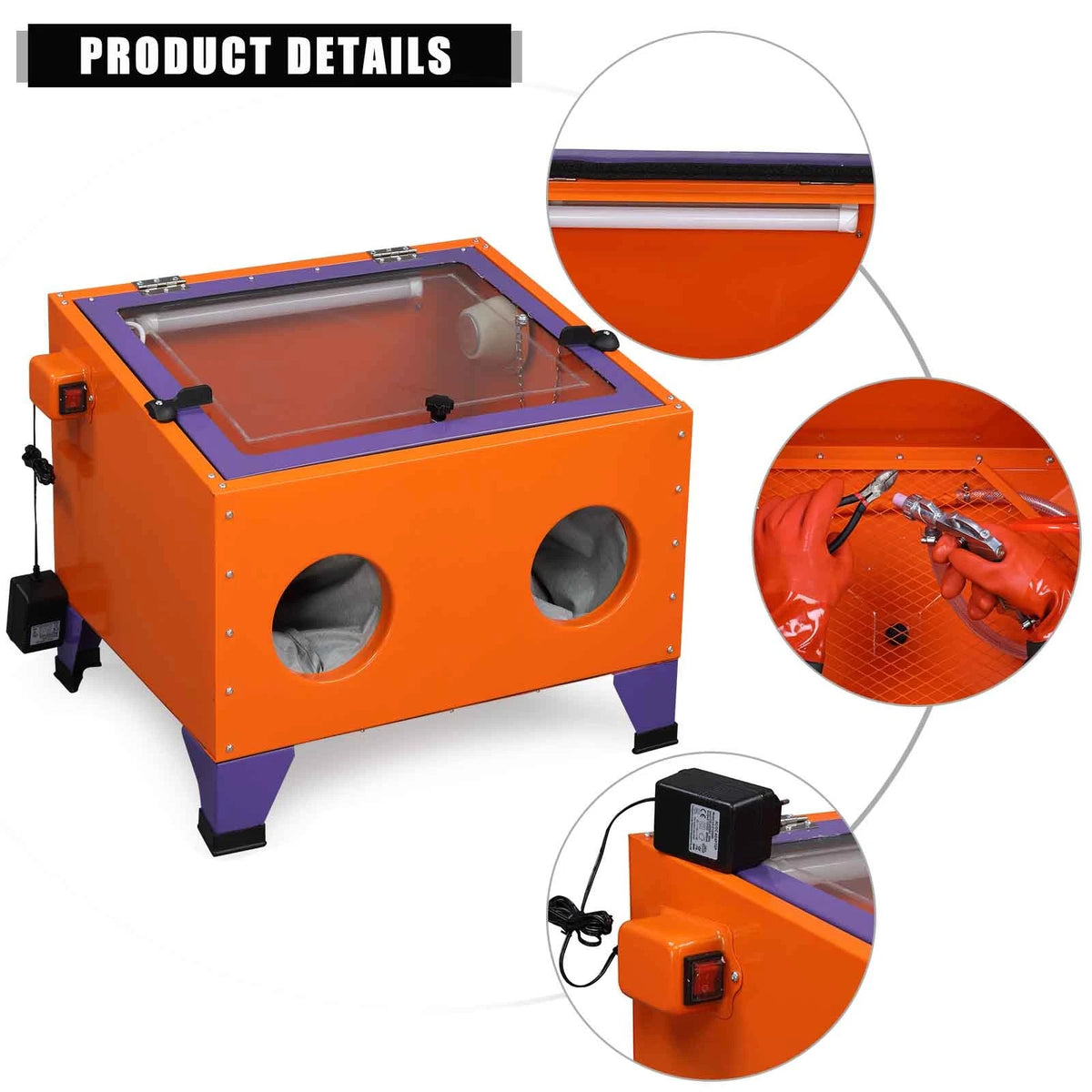 Portable Sand Blaster Cabinet Kit for Automotive Use (25 Gallon)