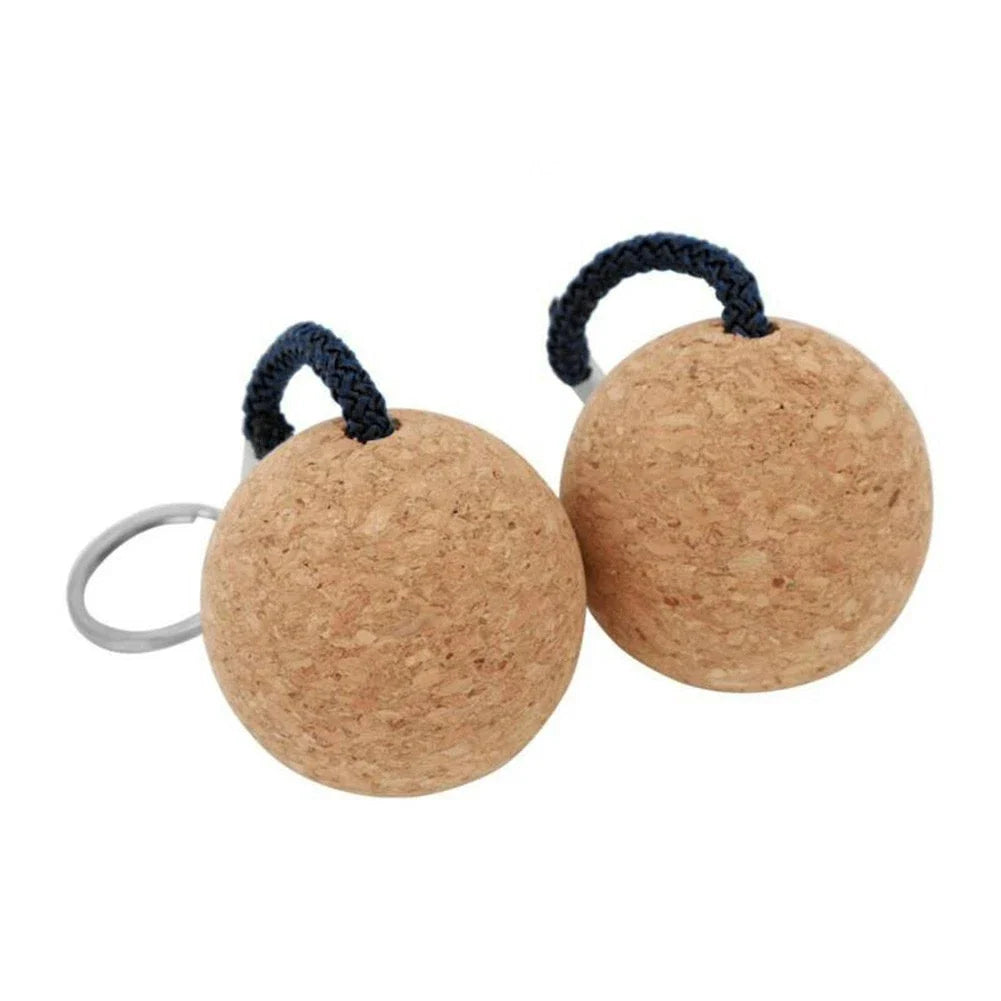 Floating Cork Ball Keychain for Sailing Boat (2x 50mm Blue/Black)