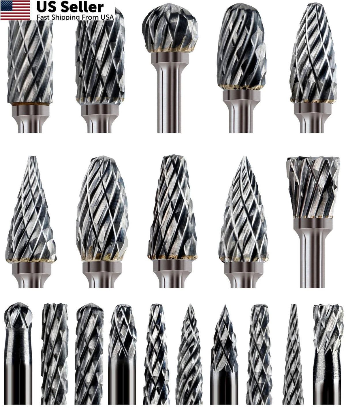 20 Pcs Carbide Burr Bits for Dremel (1/8" Shank)