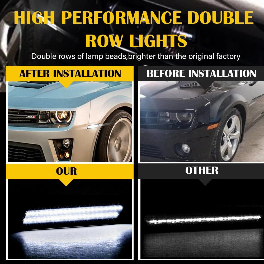 Set of 2 Smoked White LED Front Side Marker Lights for Chevrolet Camaro (2010–2015)
