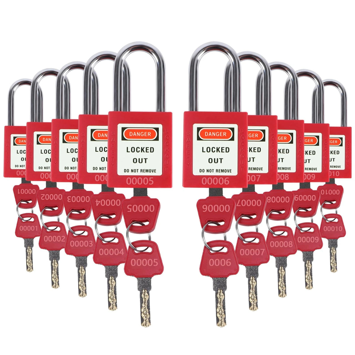 Set of 10 Lockout Tagout Locks for Safety Applications