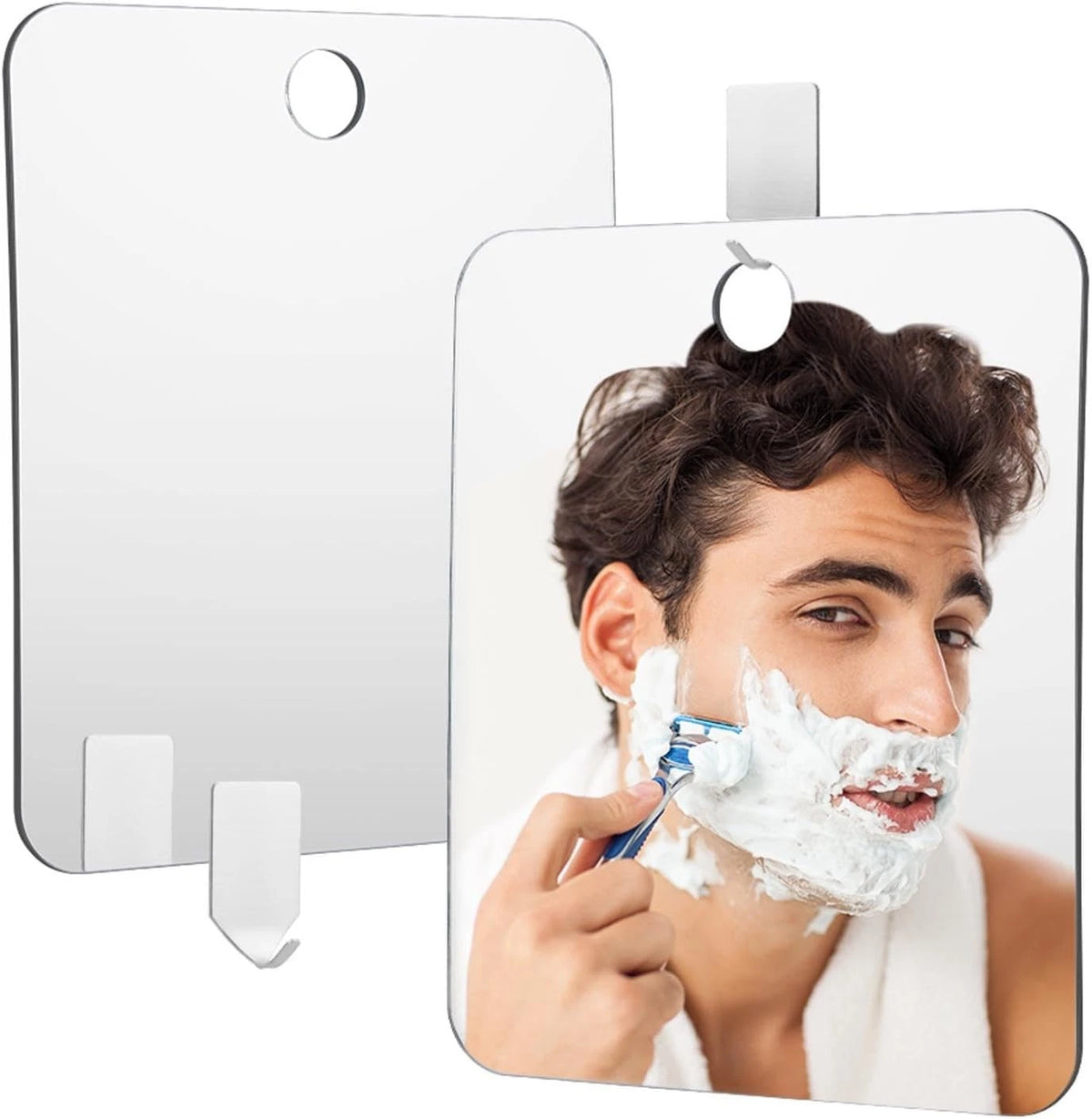 Deluxe Hanging Bathroom Shower Mirror for Wall (9.45'' x 7.87'')
