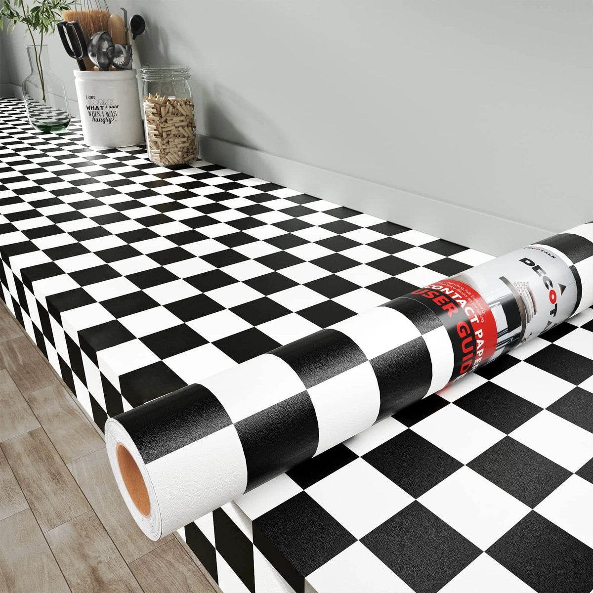 Decotalk Checkered Peel and Stick Wallpaper 12" x 120" for Kitchen