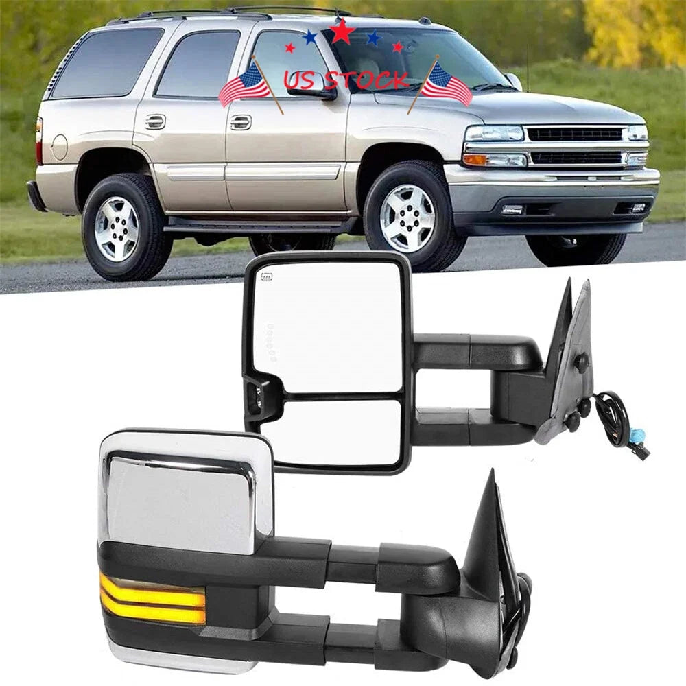 Chrome Power Heated Towing Mirrors for Chevy Silverado GMC Sierra
