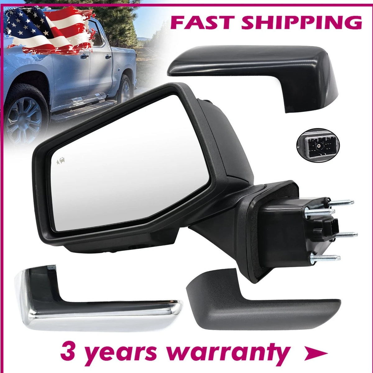 Left Driver Side Mirror Assembly for Chevy Silverado 1500 (2019–2025) GM1320645, 84898874