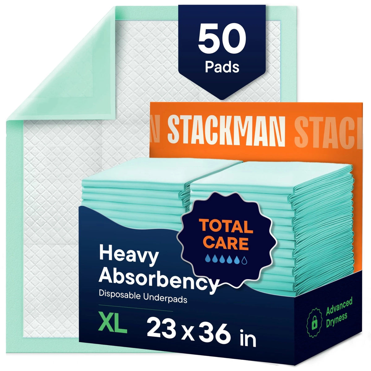 50-Pack Disposable Chux Underpads 23" x 36" for Incontinence