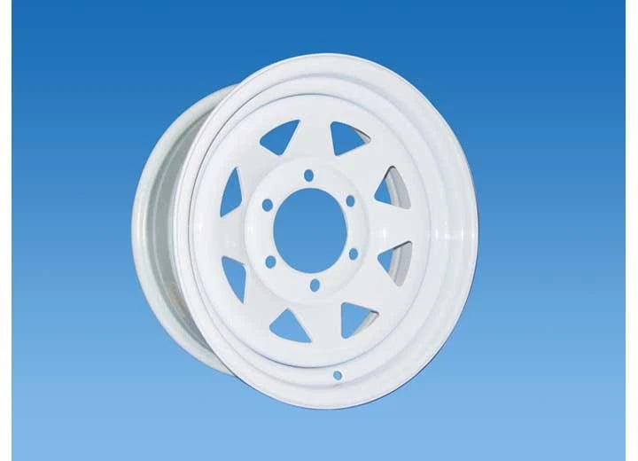 15"x6" White 8 Spoke Trailer Rim for BP 6x5.5 (RT3728)