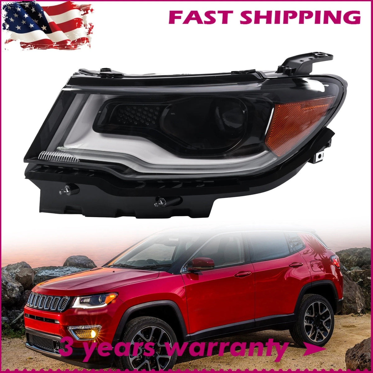 HID/Xenon Headlight for Jeep Compass (2017–2021) CH2502333, 55112715AG