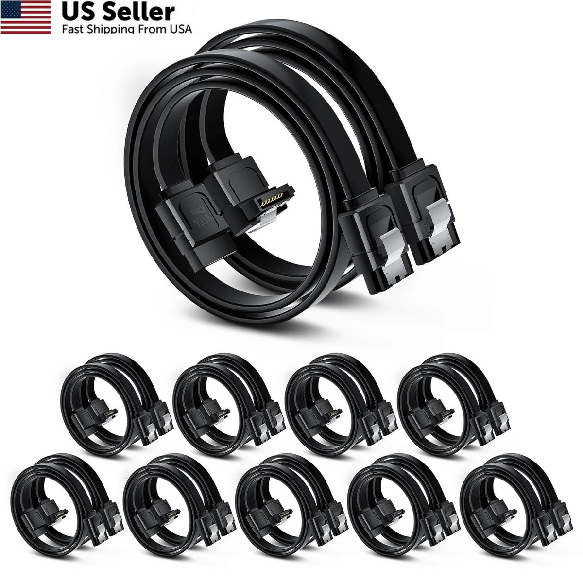 Right Angle SATA Cable III for (18 inches, 10 Straight + 10 Angled)