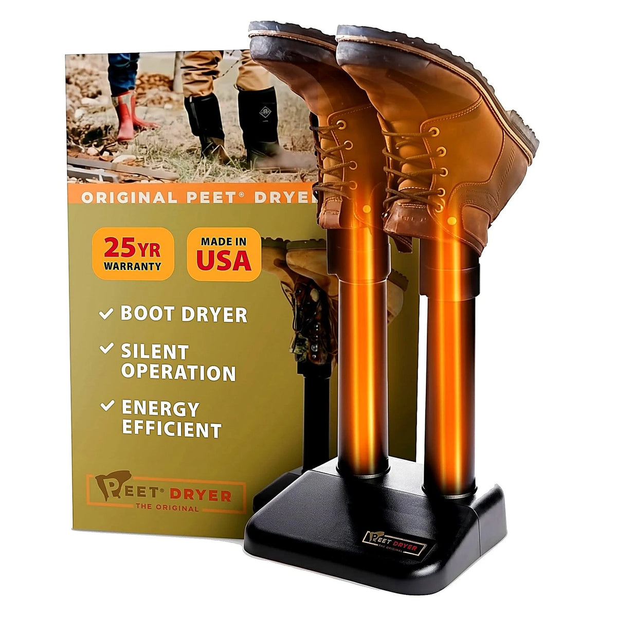 PEET Original Boot Dryer for Work Boots (Portable Electric, Black)