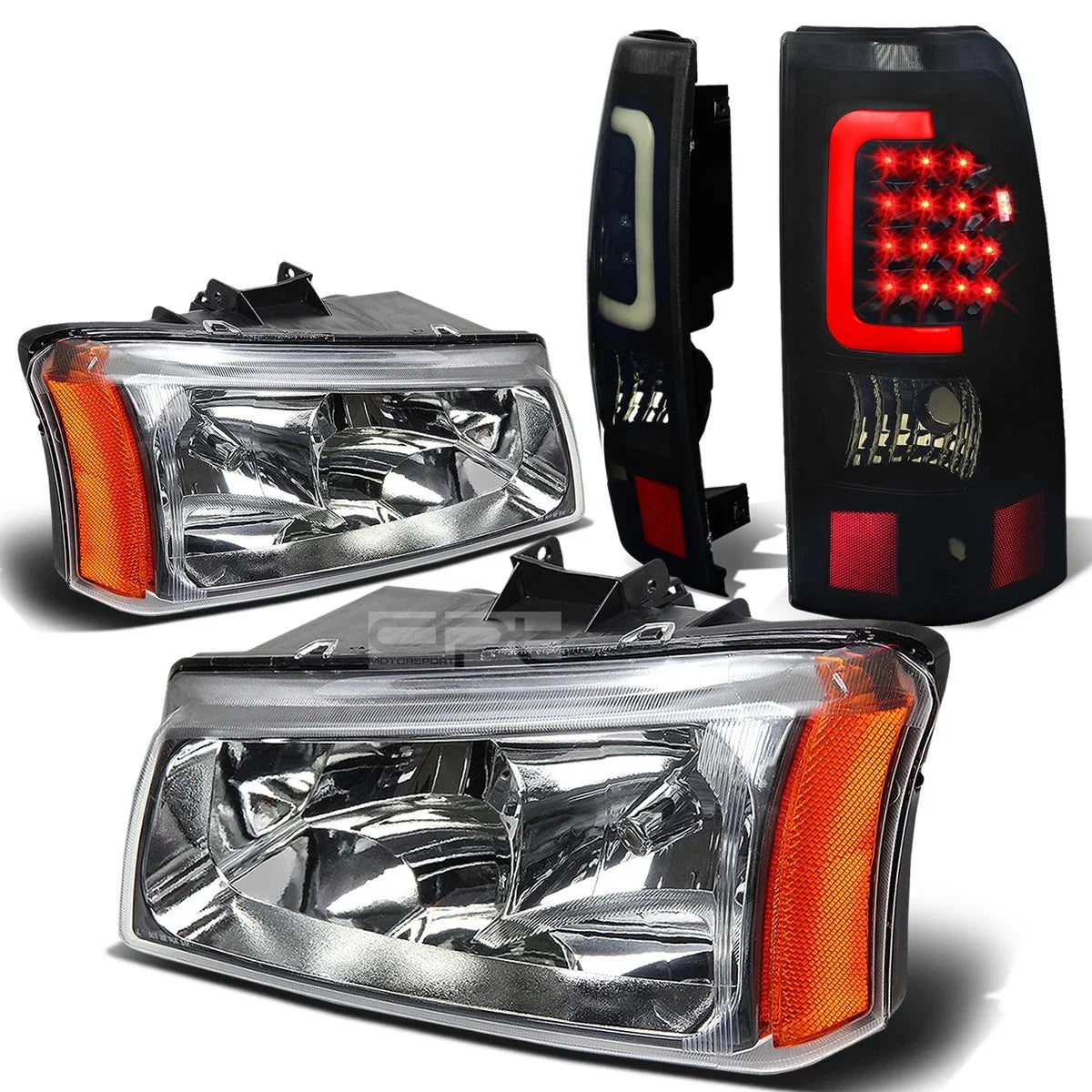 Chrome Crystal Headlight + Black Smoked 3D LED Tail Light for Silverado (2003–2007)