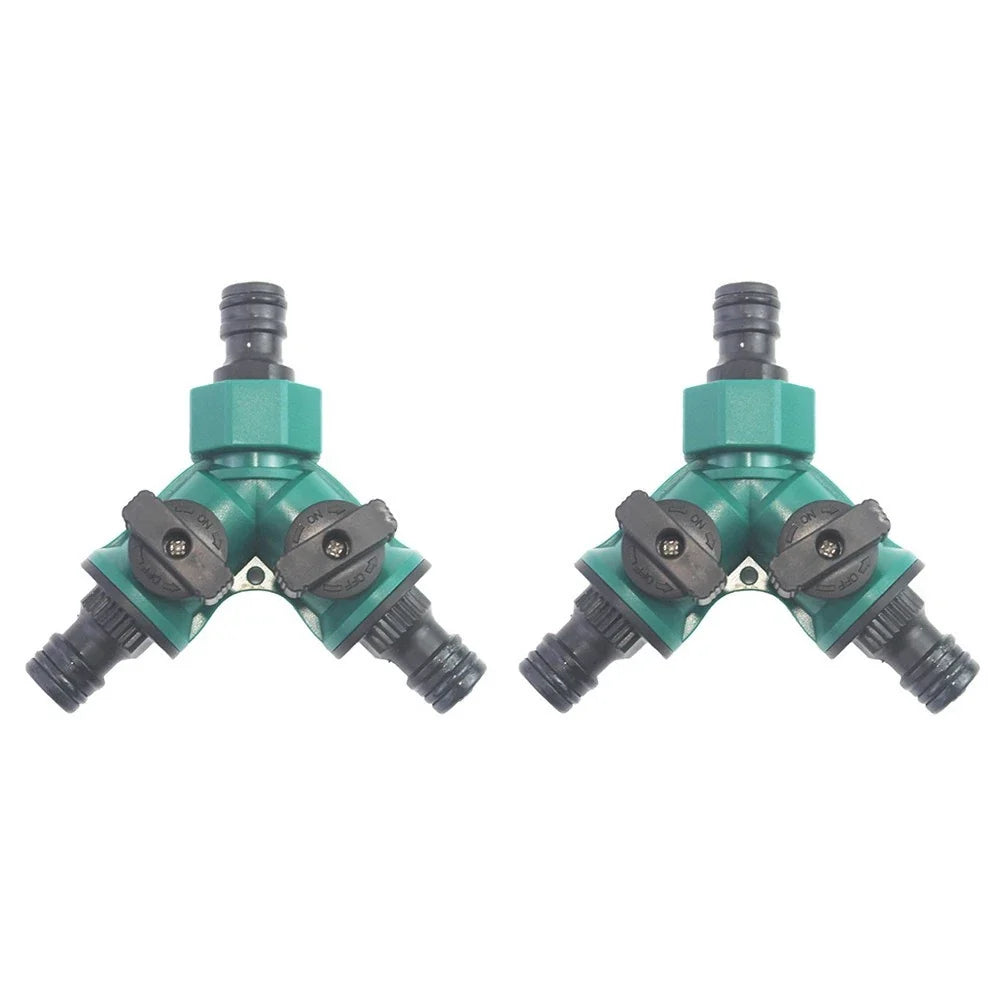 2X Y Splitter with Dual Valve Controls for Garden Hose