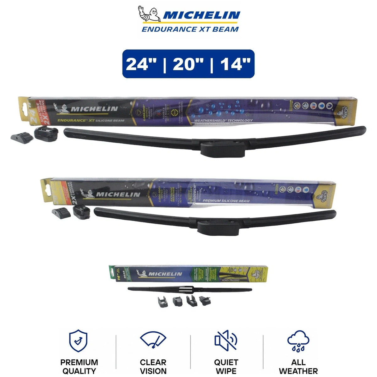 Set of 3 Wiper Blades for (24"/20"/14")