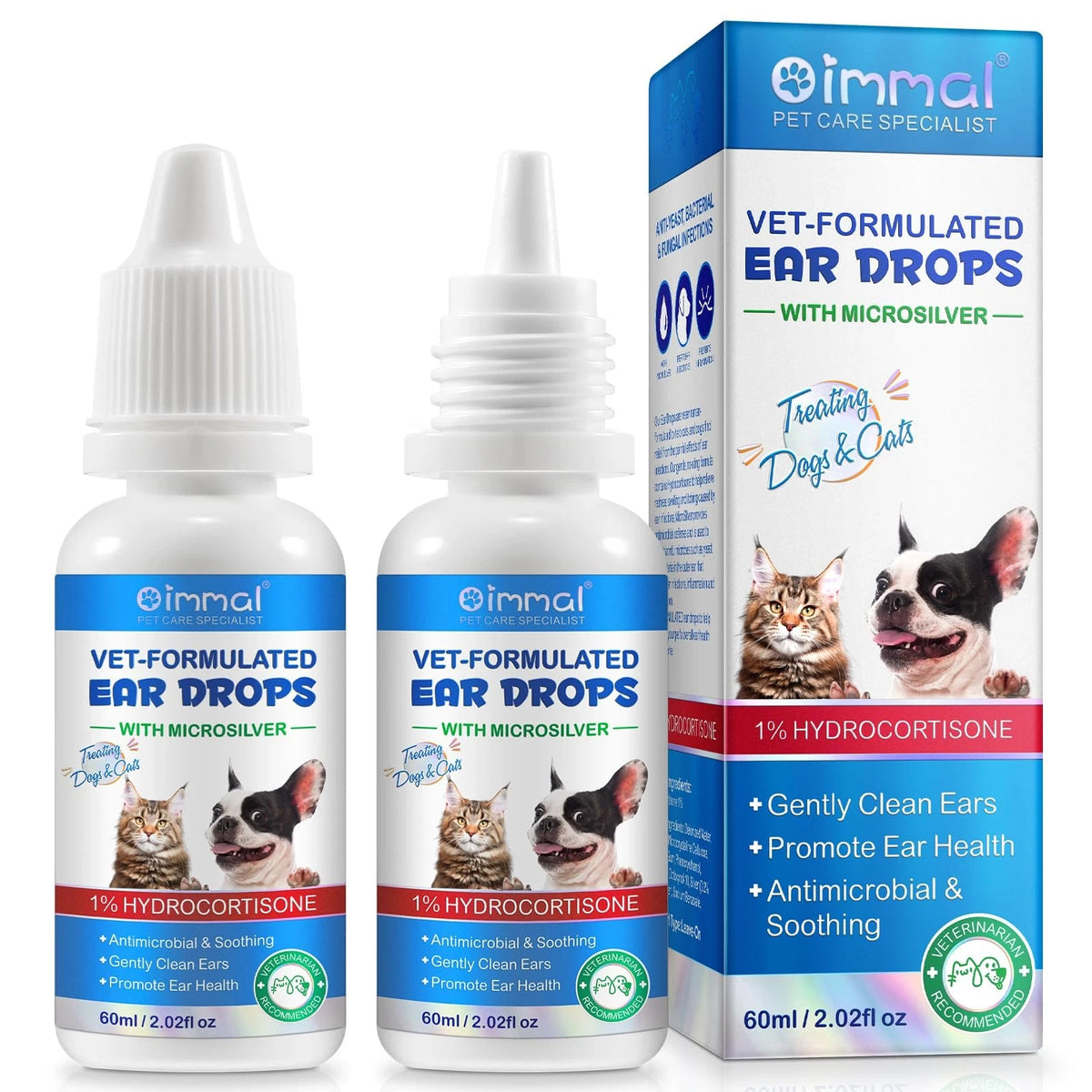 2X Dog Cat Ear Infection Treatment Drops for Pets
