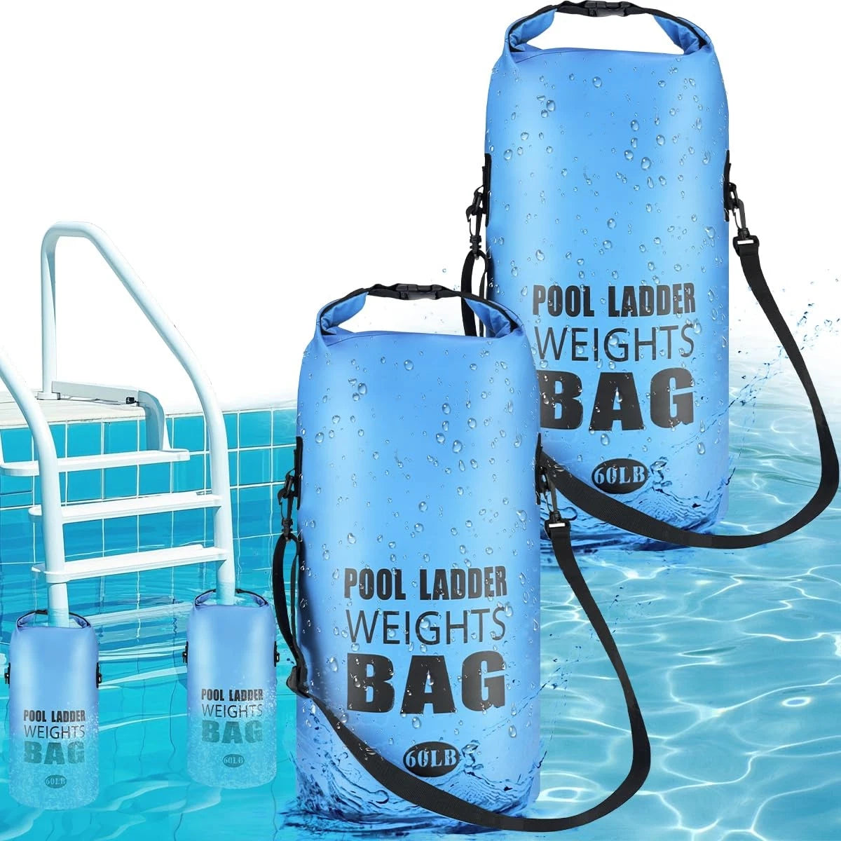 2 Pack Pool Ladder Weights 25L/60LB - 500D PVC Waterproof