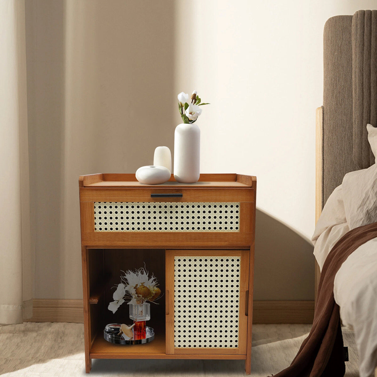 Bamboo Night Stand for Bedroom Nightstand (No Part Numbers Supplied)