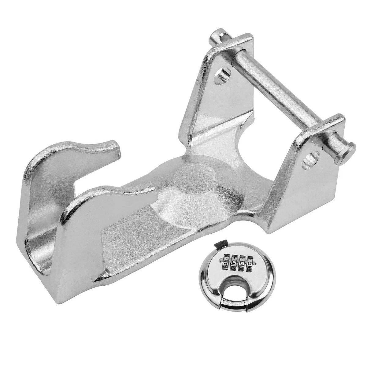 Gooseneck Trailer Lock for RVs, Livestock Haulers, Trailers (Silver)