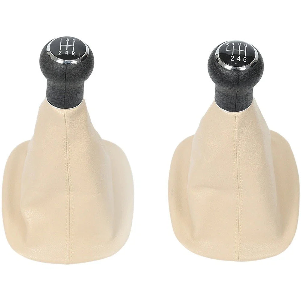 Beige Leather Shift Knob with Dust Cover for Volkswagen Passat B5 (1996–2005)