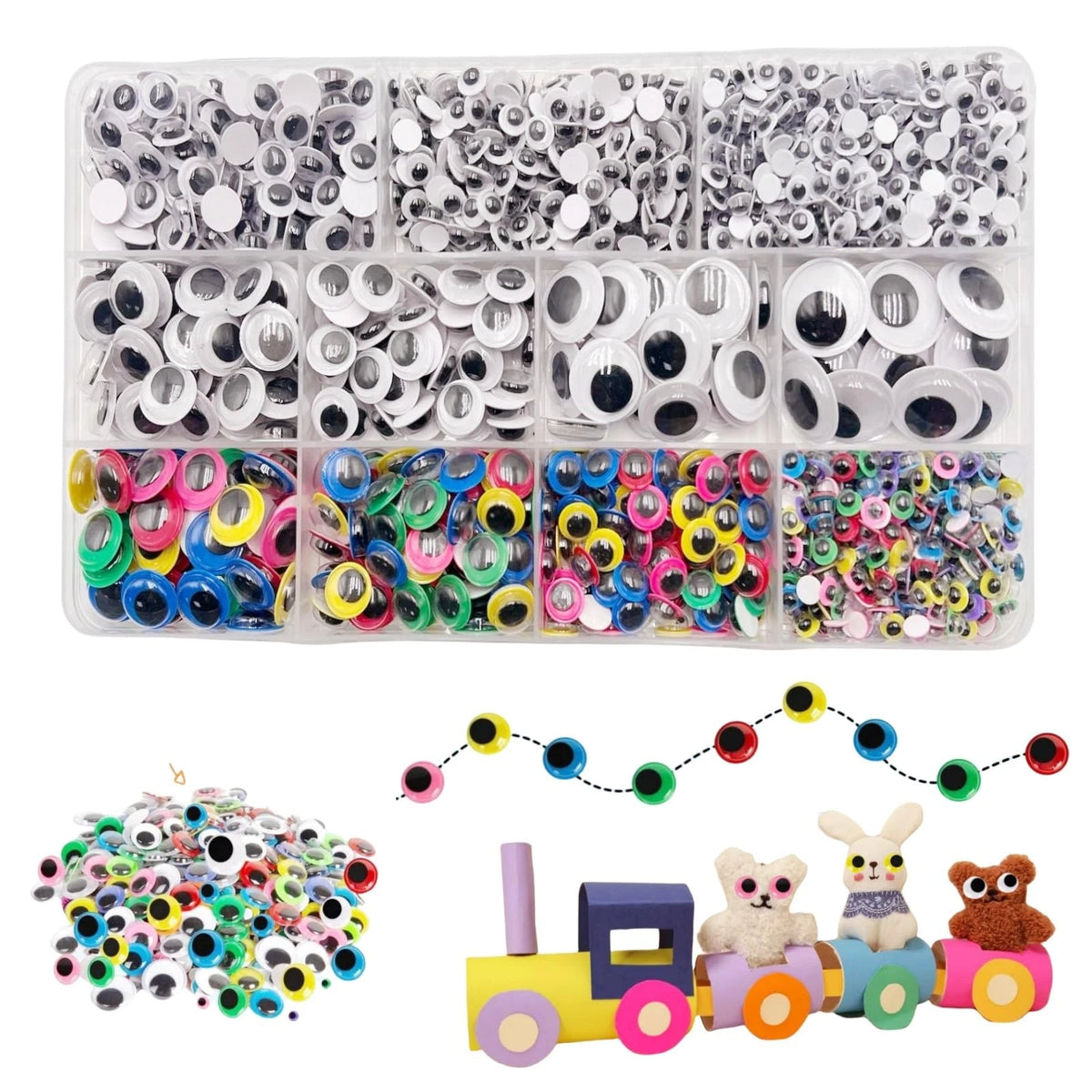 1500PCS Multi Colors Wiggle Googly Eyes for Crafts