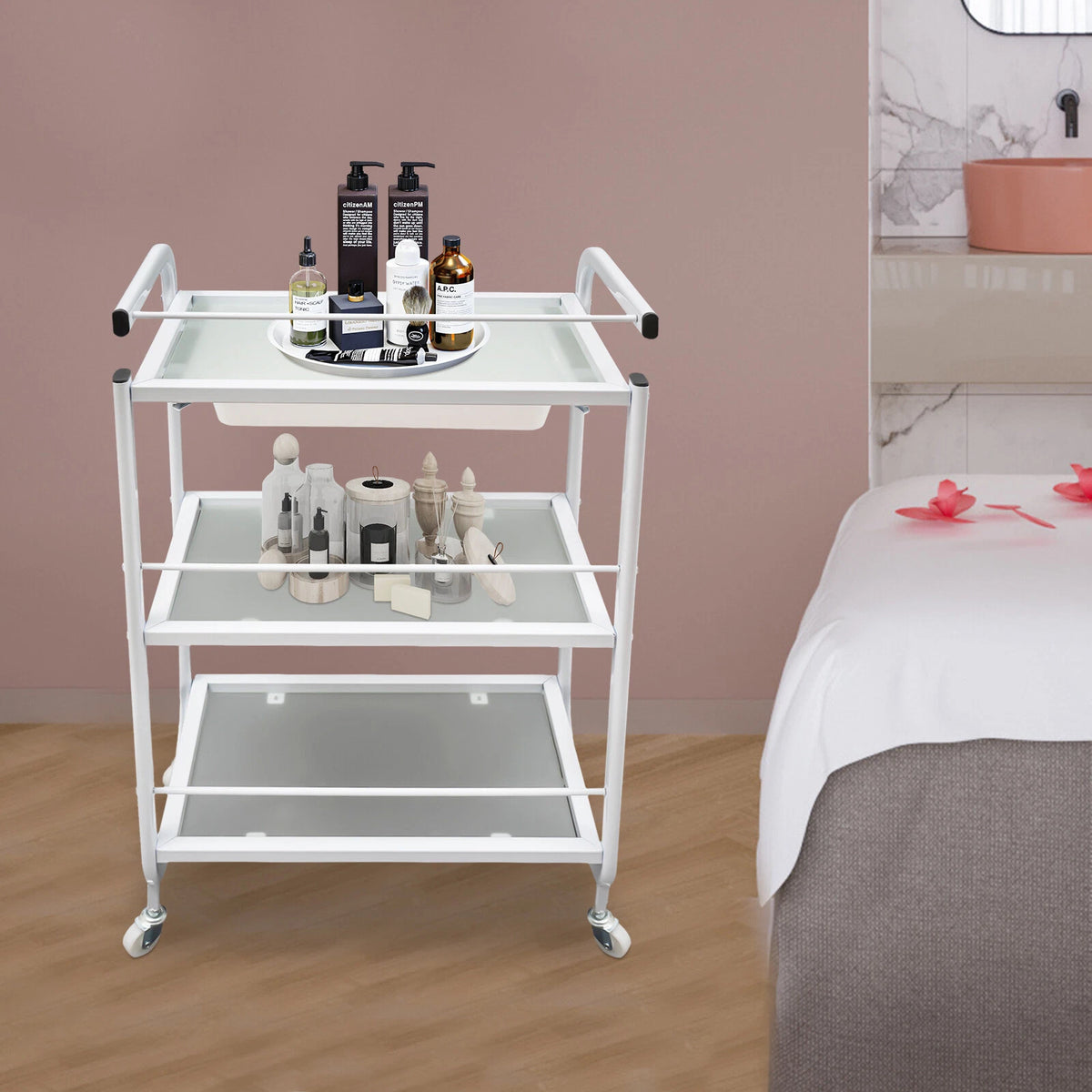 Rolling Trolley Cart for Beauty Salon Storage Organizer with Wheels