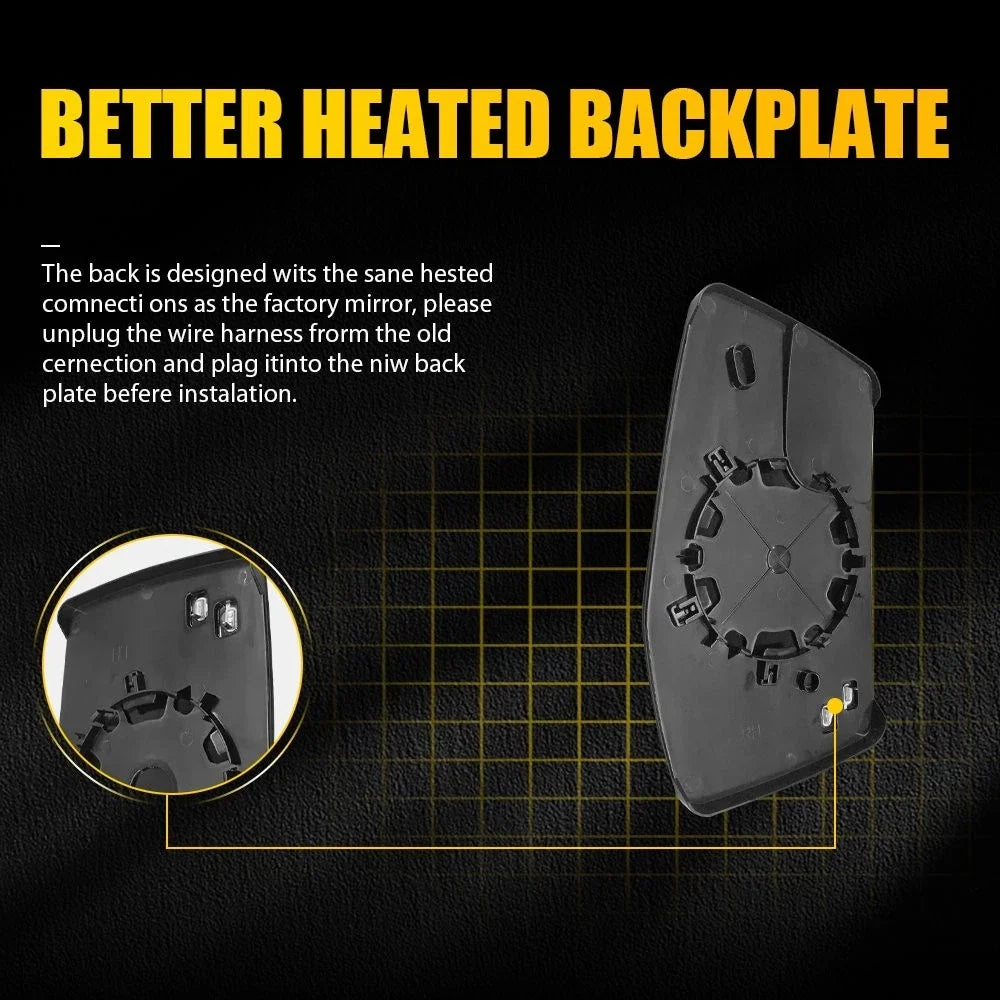Heated Right Side Mirror Glass for Chevrolet Silverado GMC Sierra 1500 (2019–2023)