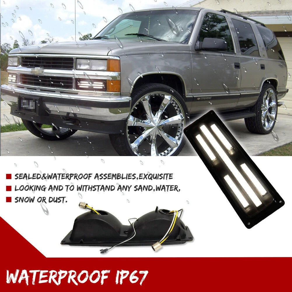 Smoked Switchback LED DRL Signal Lights for GMC Chevy C/K 1500/2500/3500 (1988–1998)