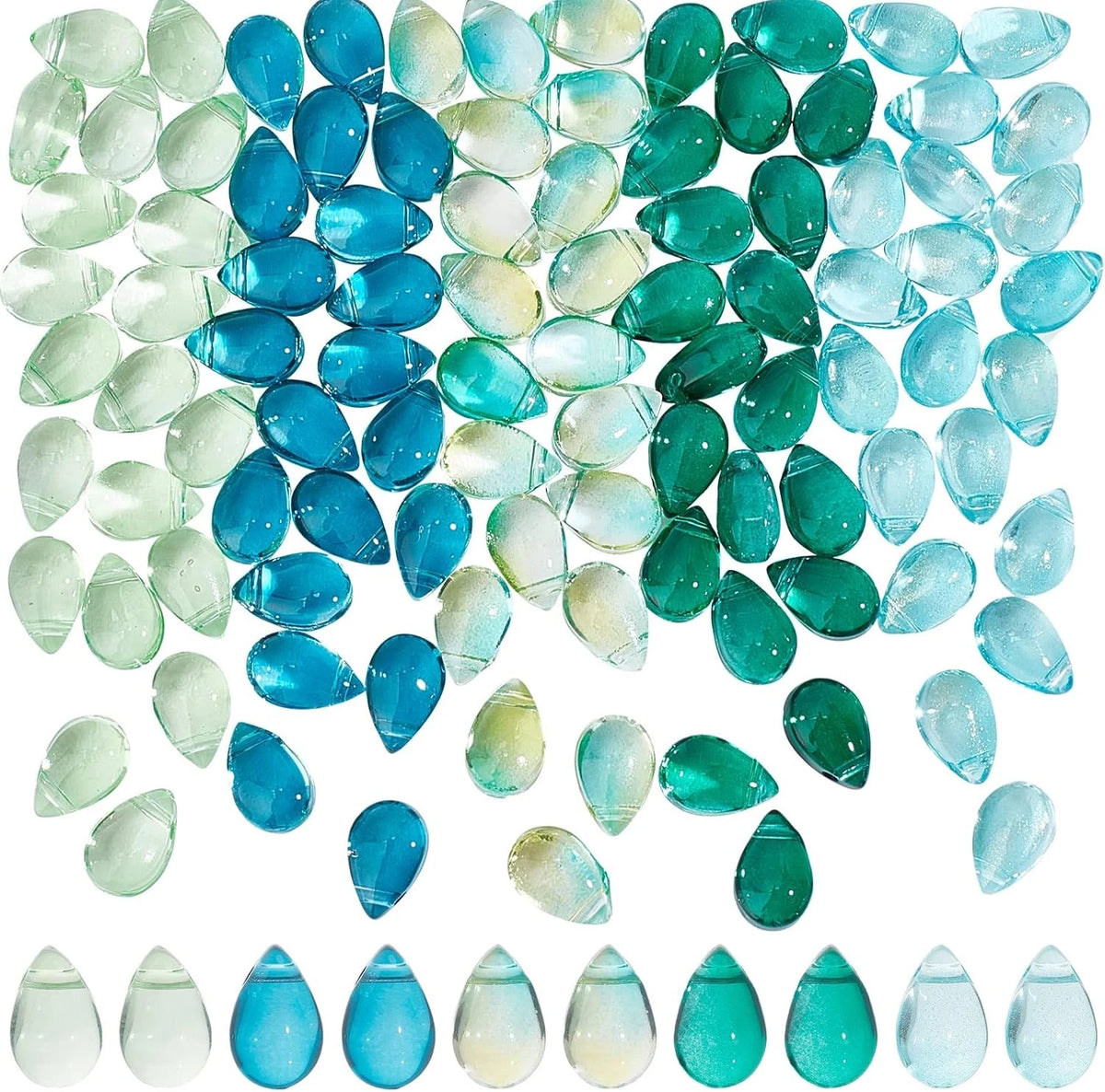 100 Pcs Teardrop Czech Glass Beads for Crafting (Various Colors)