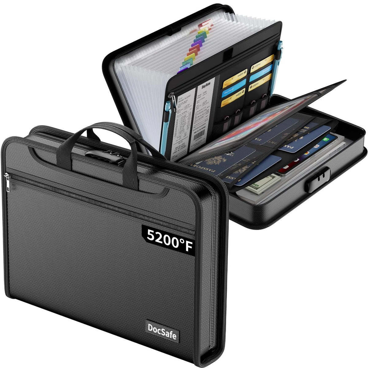 Accordion File Organizer for Fireproof Water Resistant Storage (5200°F)