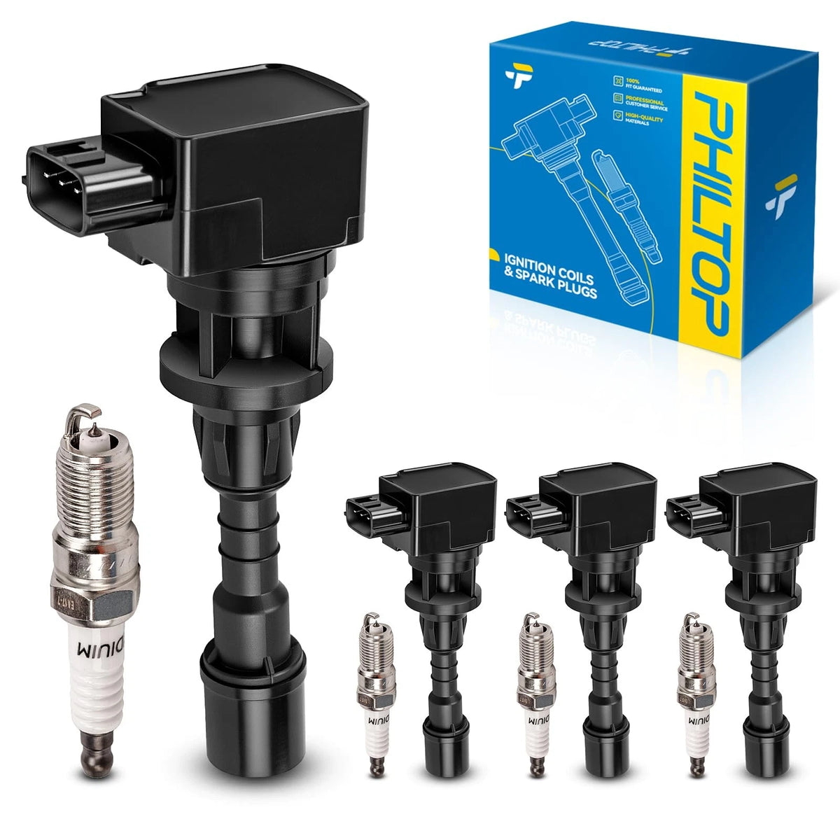 Ignition Coil Pack & Iridium Spark Plugs Set of 4 for Mazda (2006–2007)