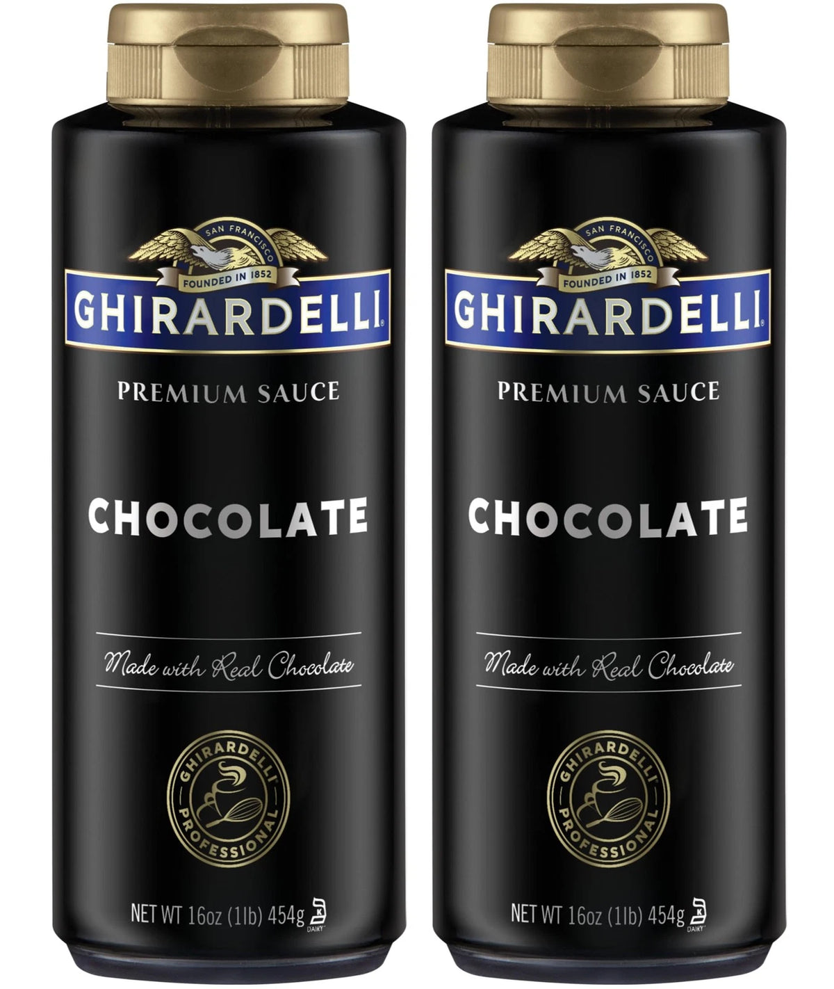Pack of 2 Ghirardelli Chocolate Sauce Black Label 16oz Squeeze Bottles