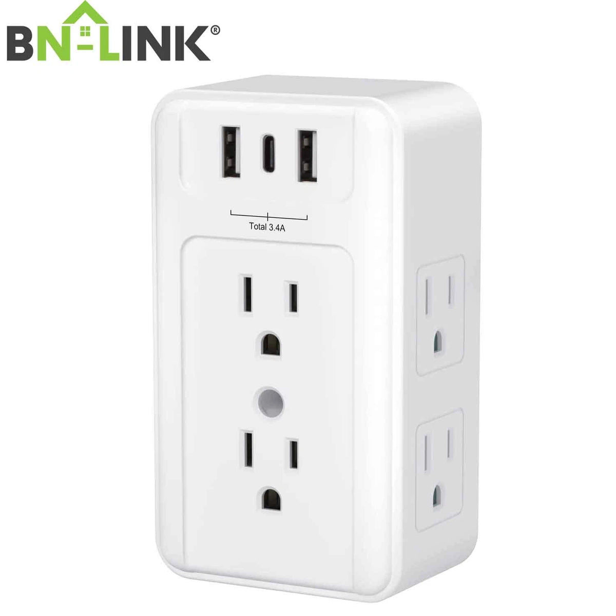 6-Outlet Power Strip with 3 USB Ports for Universal Use