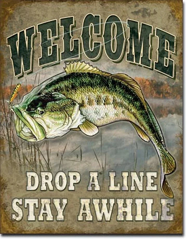 Vintage Bass Fish Welcome Sign 1669