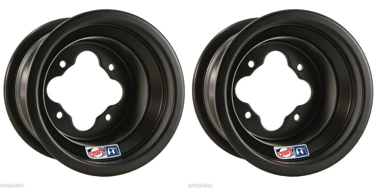 DWT Black A5 Rolled Lip ATV Rear Wheels Rims 9" 9x8 4/110 for TRX 450 LTR KFX (2004–2023)