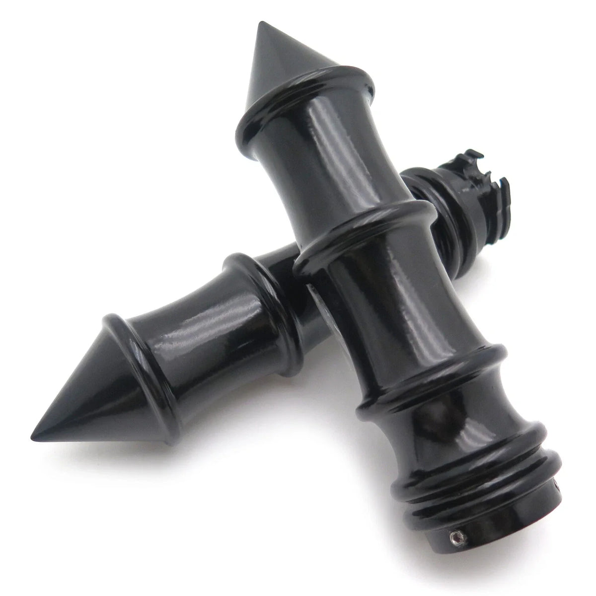Bamboo Black Skeleton Spike Hand Grips for Harley (All Years) 1" 25mm