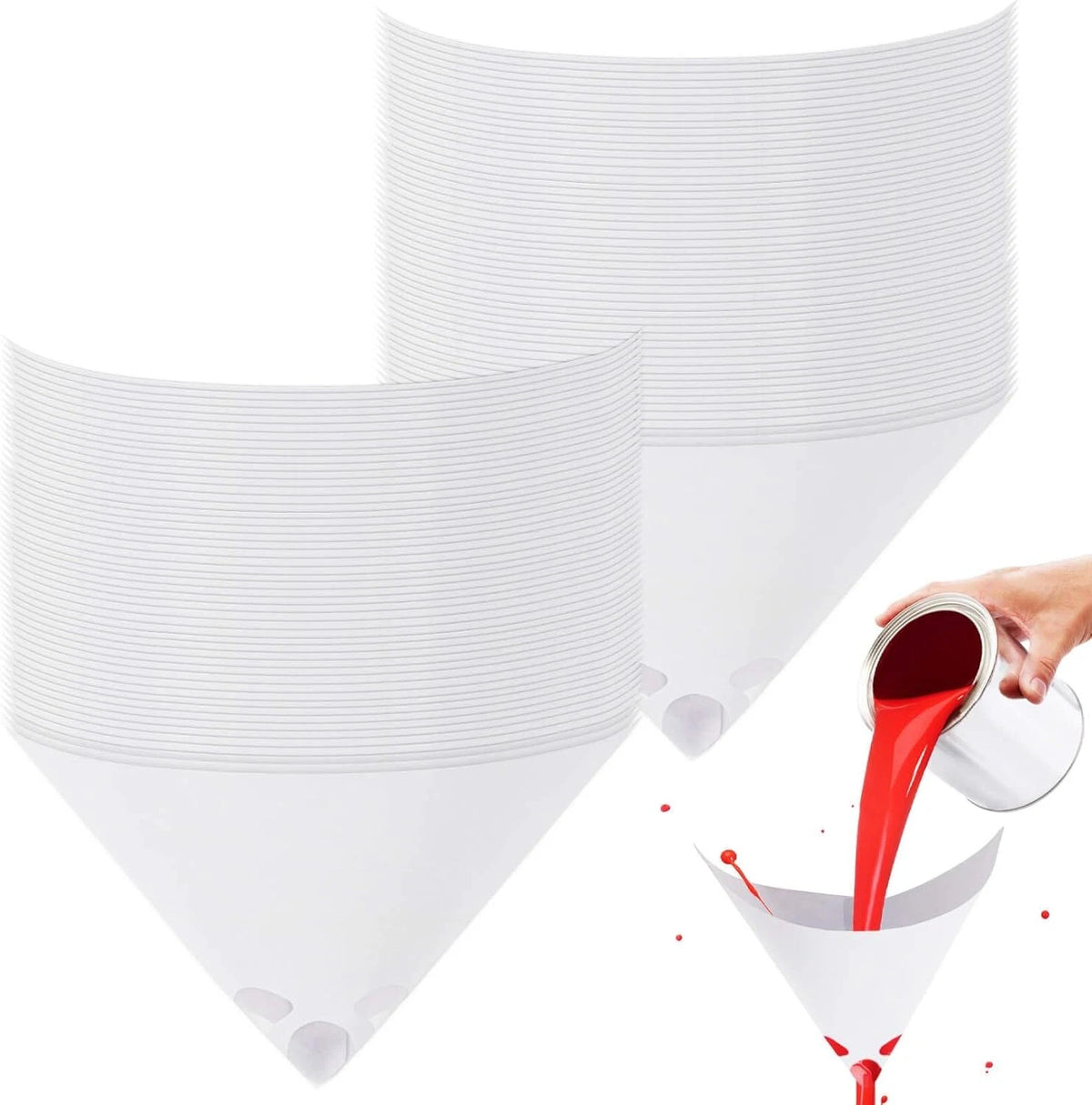 100 Pcs Disposable Paint Strainers with Silicone Funnel for Automotive