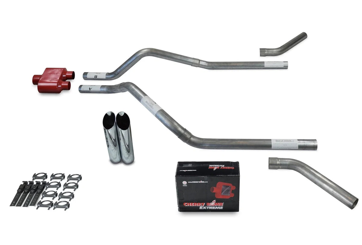2.5" Dual Exhaust Kit for Chevy Blazer (2000–2004) - Cherry Bomb Extreme Slash Tip