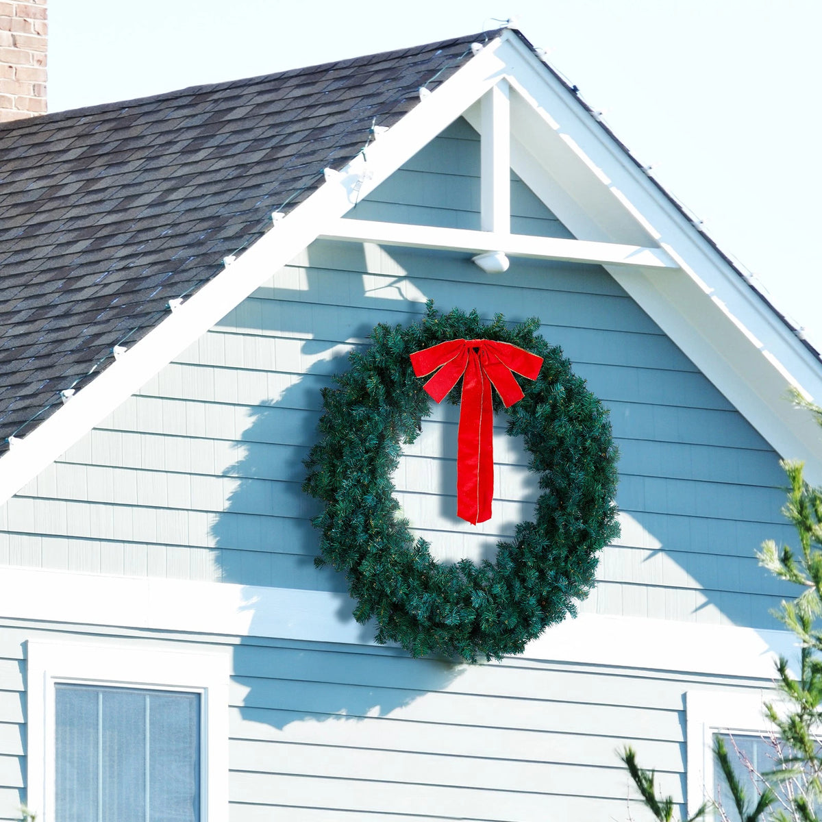 48in Perfect Christmas Holiday Wreath with Lights for Indoor/Outdoor Use