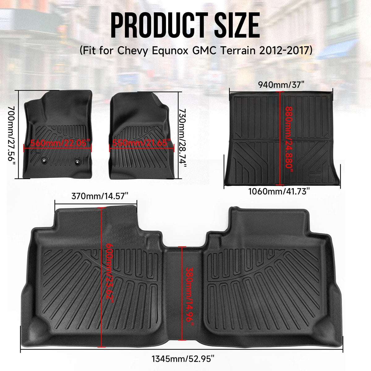 3D Molded Floor Mats + Cargo Liner for Chevrolet Equinox GMC Terrain (2012–2017)