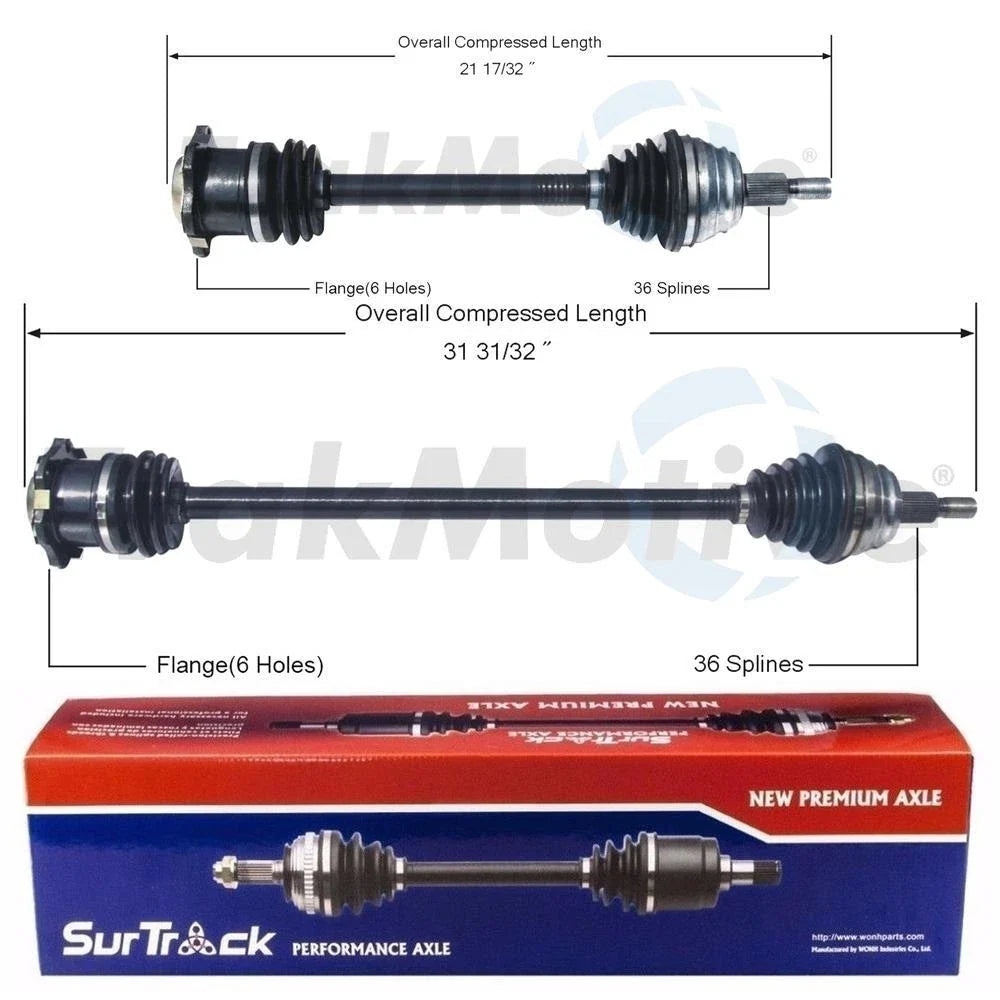 Set of 2 Front CV Axle Shaft Assemblies for Audi TT VW Jetta Golf Beetle