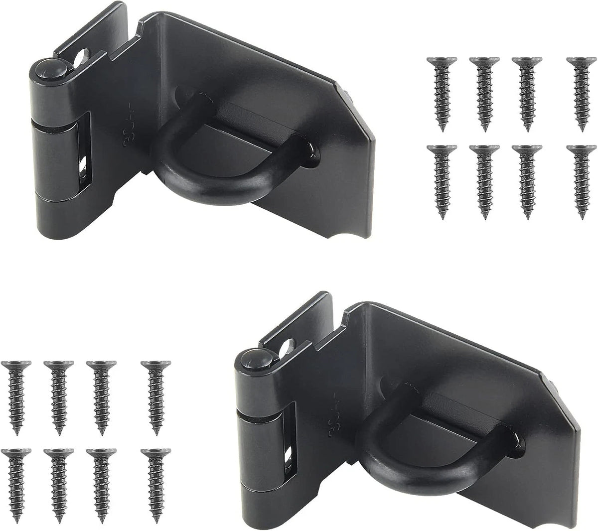 2Pcs Door Hasp Latch Lock for 90 Degree, Black