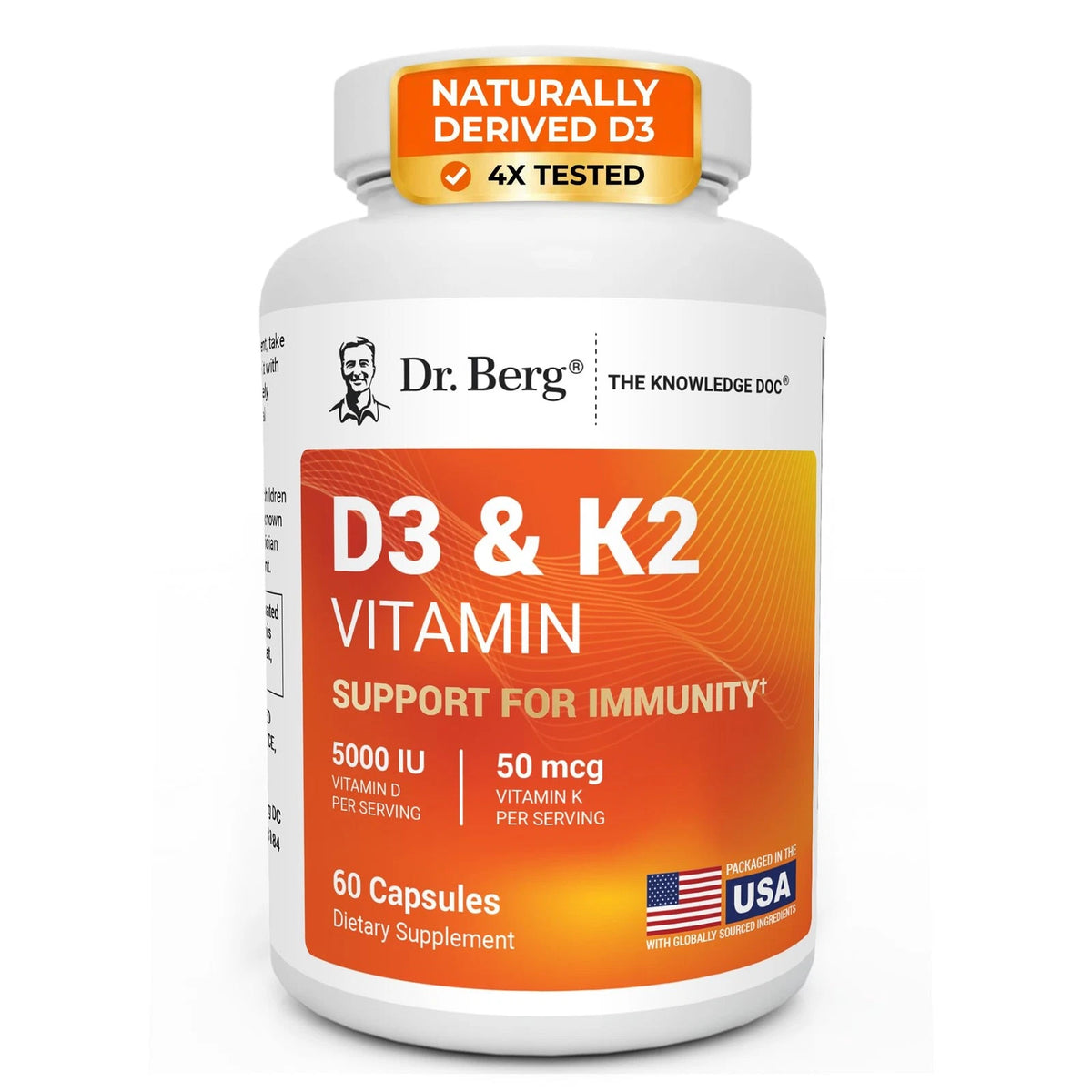 7-in-1 Vitamin D3 K2 5000 IU for Health Supplements (60 Count)