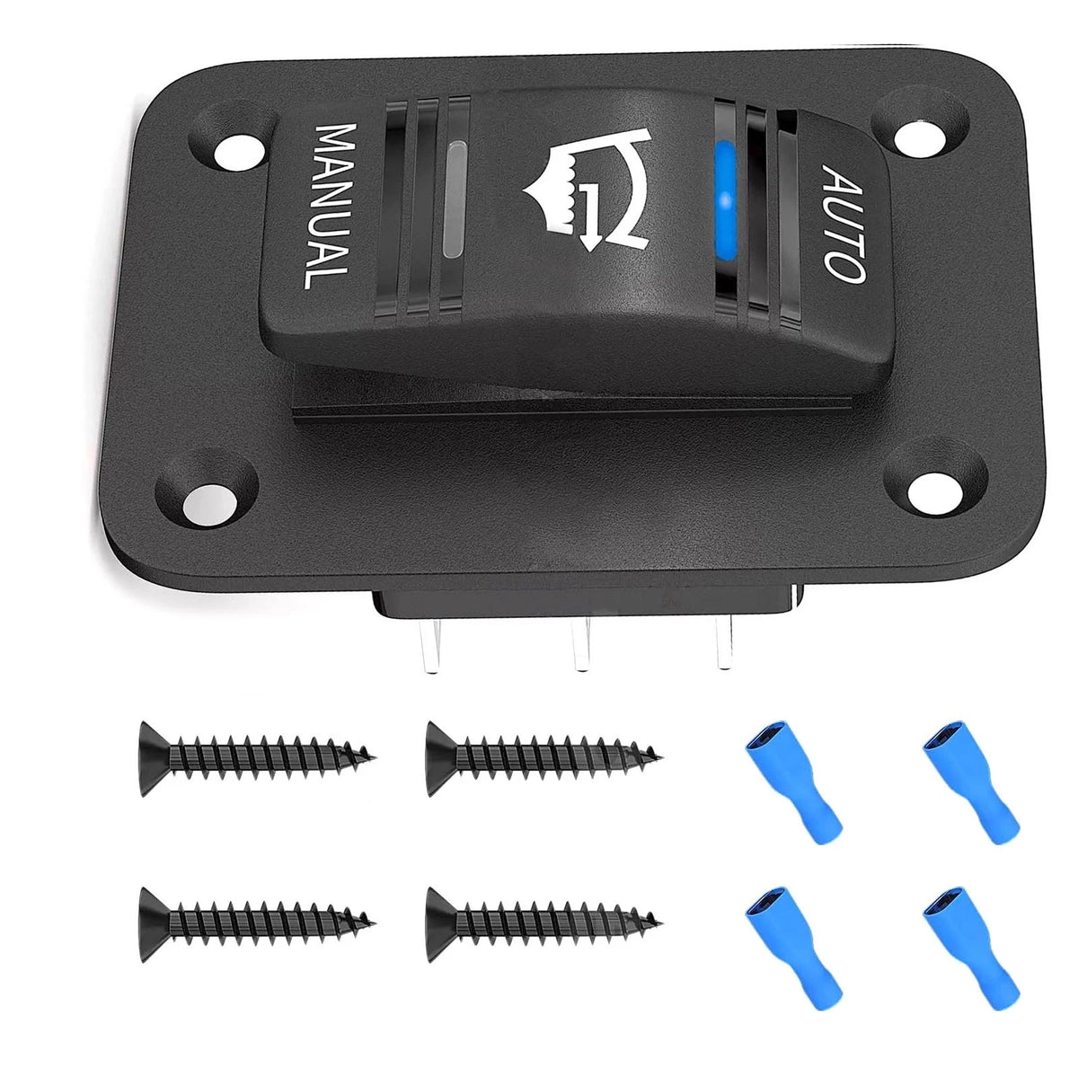 4-Pin 12V/24V SPDT 3-Way Bilge Pump Rocker Switch with Blue LED