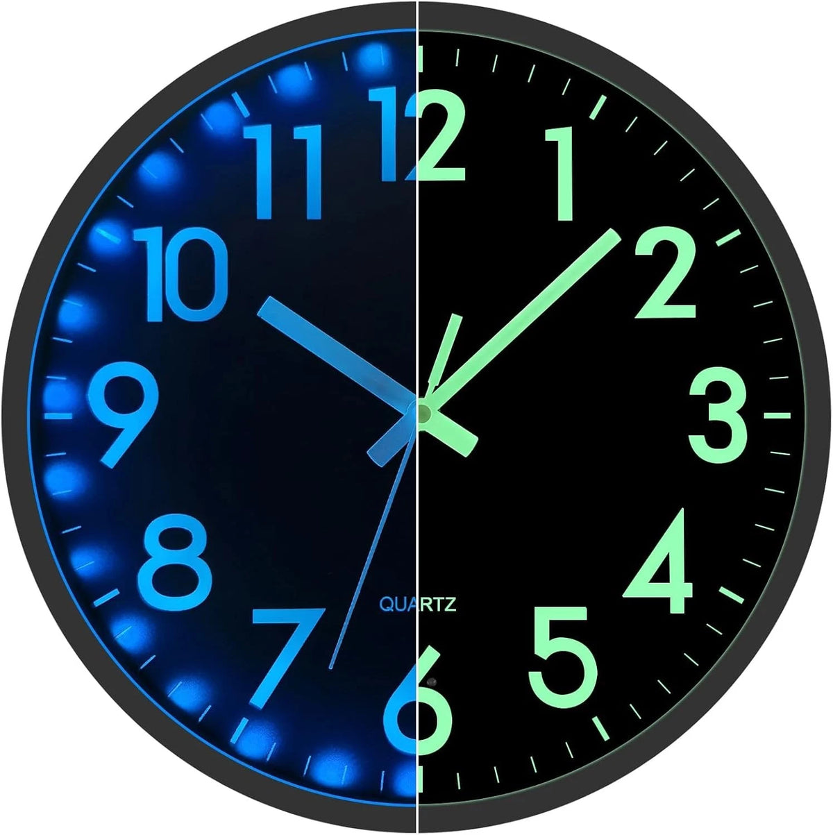 LED Wall Clock for Bedroom, 12 Inch Silent Battery Operated